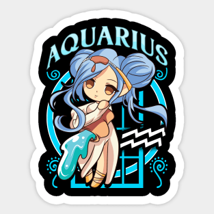 Aquarius Manga Kawaii Birthday Zodiac Sign Sticker